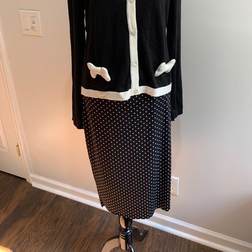Vince Camuto polka a dot skirt black white Medium pencil fitted body con 20s M - Picture 5 of 16